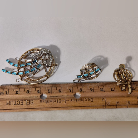 Vintage Charles Reis CRC Starburst Comet Brooch & Earrings Set - Picture 8 of 12